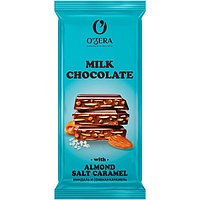 Шоколад молочный O&#039;Zera Milk&Almonds с миндалем и соленой карамелью 90г
