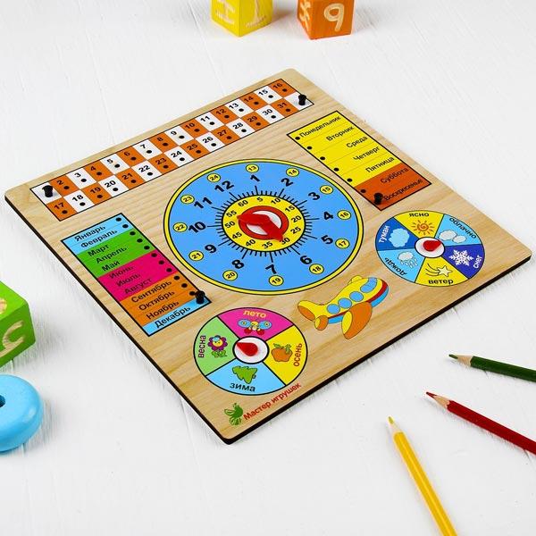 Развивающая игрушка Тимбергрупп Календарь с часами - фото 3 - id-p219585155