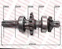 Вал вторичный редуктора почвофрезы с шестеренчатым приводом в сборе Z-6 L-270 мм