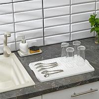 Поднос с вкладышем для сушки посуды, 42,5×27 см, цвет белый