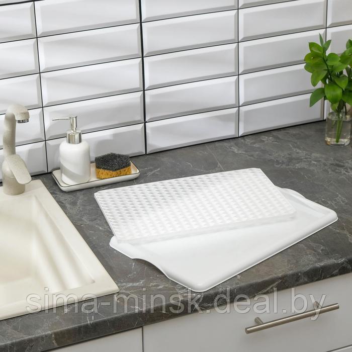 Поднос с вкладышем для сушки посуды, 42,5×27 см, цвет белый - фото 2 - id-p219591320