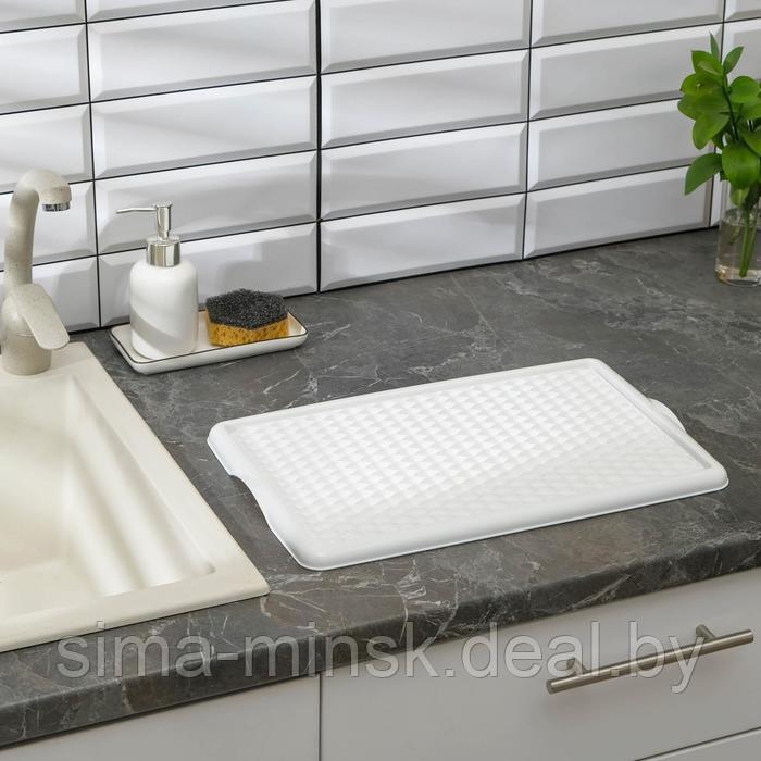 Поднос с вкладышем для сушки посуды, 42,5×27 см, цвет белый - фото 3 - id-p219591320