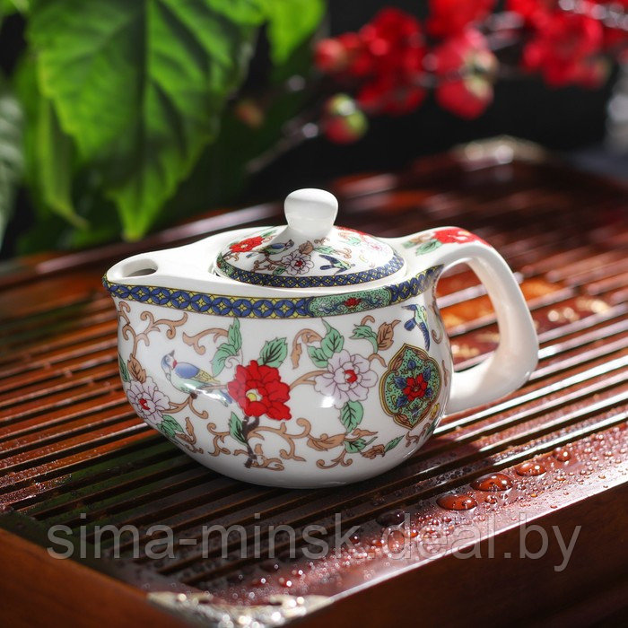 Чайник керамический заварочный с металлическим ситом «Цветы», 200 мл - фото 1 - id-p219592324