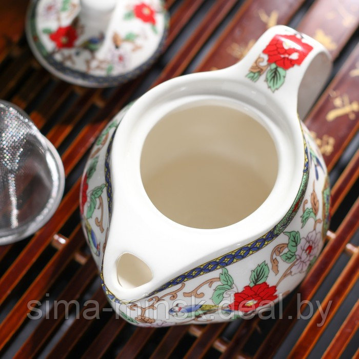 Чайник керамический заварочный с металлическим ситом «Цветы», 200 мл - фото 4 - id-p219592324