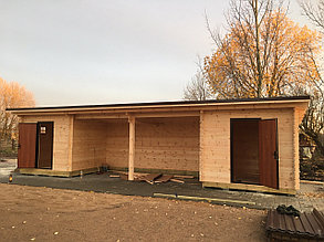 "Мэри 3х12 м". Хозблок из профилированного бруса, толщиной 44 мм.