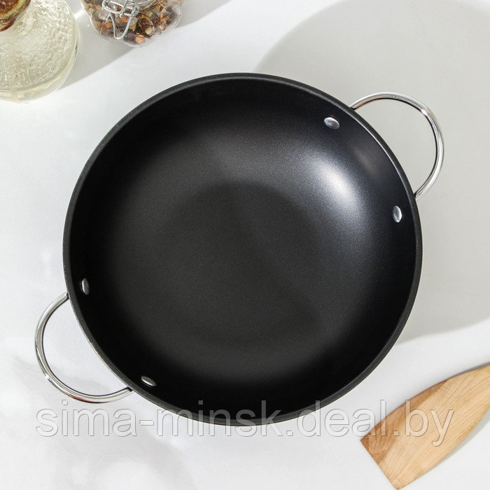 Сковорода-Wok «Мини», 1,4 л, d=20 см, антипригарное покрытие, цвет чёрный - фото 2 - id-p219591467