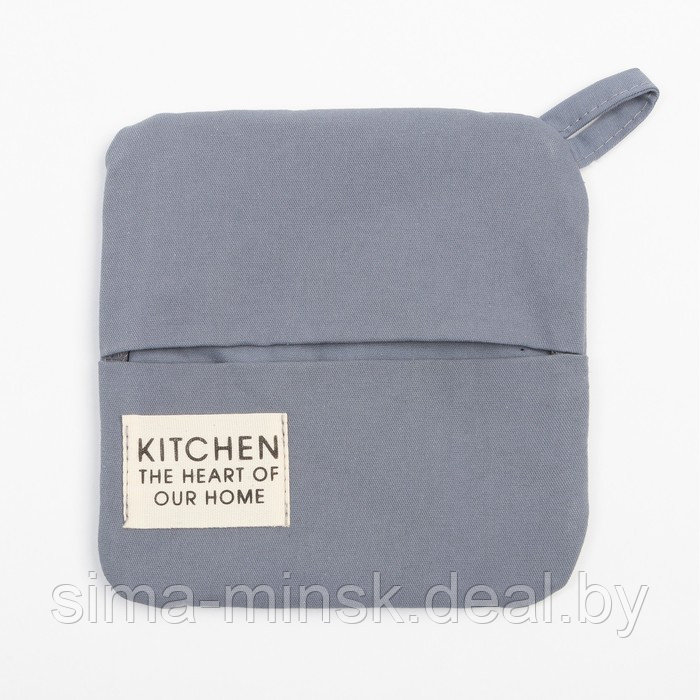 Набор кухонный Этель Kitchen, цвет синий, варежка-прихватка 18х29 см, прихватка 19х19 см - фото 4 - id-p219595806