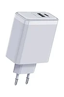 Сетевое зарядное устройство Qumo Energy USB QC3.0 + Type-C PD 65W, Белое