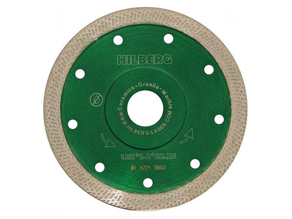 Круг алмазный 125х22 мм по керамике сплошной ультратонкий (1,22мм) S-тип Turbo HILBERG HM602, фото 2