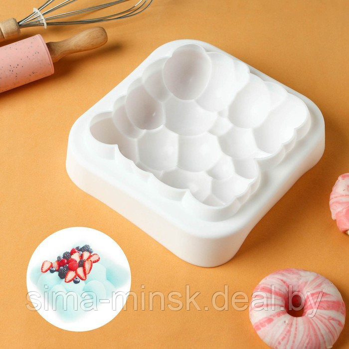 Форма силиконовая для выпечки и муссовых десертов KONFINETTA «Воздушные пузыри», 20×5,5 см, цвет белый - фото 1 - id-p219591429