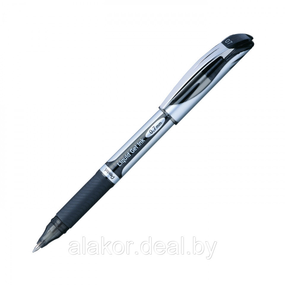 Ручка-роллер не автоматическая Pentel "EnerGel BL57", цвет черный 0.7 мм, корпус черный/серебристый - фото 1 - id-p219600329