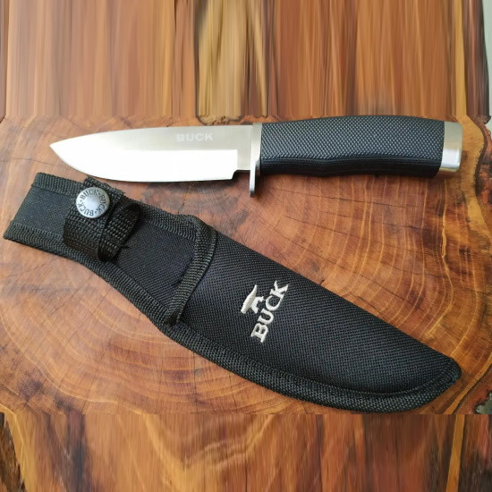 Нож фиксированный Buck в чехле Черный - фото 4 - id-p219600657