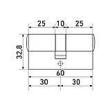 Цилиндровый механизм Стандарт MAX 60 (30х30) SN 5кл перф.ключ/ключ (100,10), фото 2