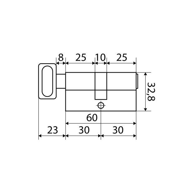Цилиндровый механизм Стандарт MAX 60 (30х30В) SN 5кл перф.ключ/верт. (100,10) - фото 2 - id-p219602660