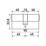 Цилиндровый механизм Стандарт MAX 90 (45х45) SN 5кл перф.ключ/ключ (80,10), фото 2