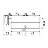 Цилиндровый механизм Стандарт MAX 90 (45х45В) SN 5кл перф.ключ/верт. (80,10)
