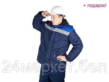 Россия Куртка утепленная (синяя+василек) с капюшоном "БРИГАДИР" р.56-58 рост 170-176, РФ