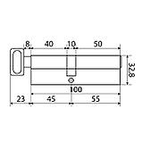 Цилиндровый механизм Стандарт MAX 100 (55х45В) SN 5кл перф.ключ/верт. (80,10), фото 2