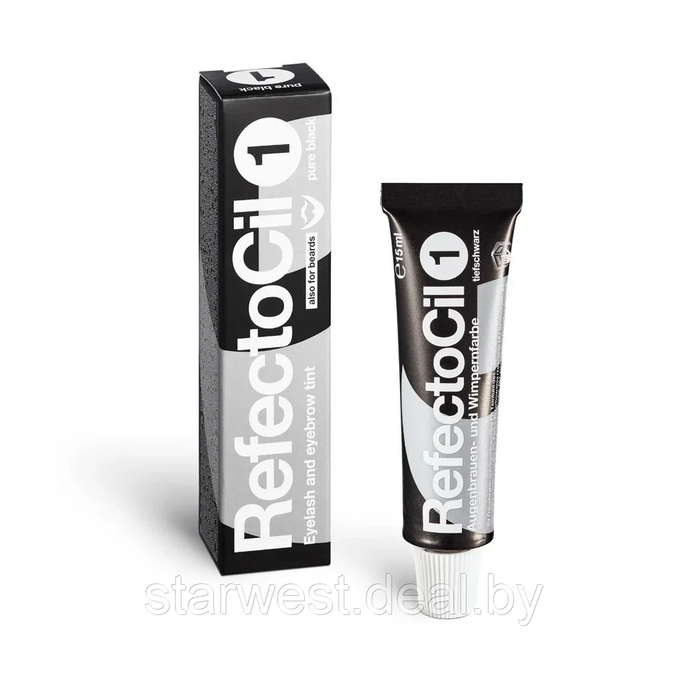 Refectocil Eyelash and Eyebrow Dye #1 Интенсивный Черный / Pure Black 15 мл Краска для бровей и ресниц - фото 2 - id-p209901078