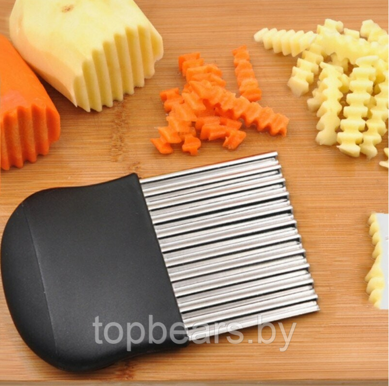 Фигурный кухонный нож NAC Knife для волнистой нарезки сыра, фруктов, овощей черный - фото 1 - id-p219605647