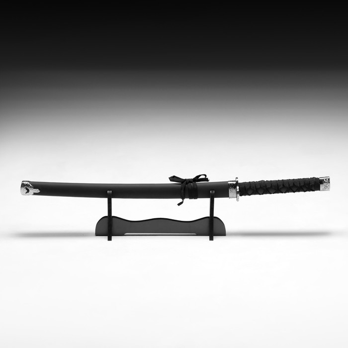 Сувенирное оружие «Катана на подставке», чёрные ножны ,матовая, гладкая 70см, клинок 31см - фото 2 - id-p219605996