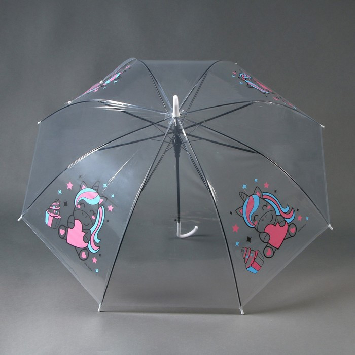 Зонт детский «Единорожка» полуавтомат прозрачный, d=90см - фото 2 - id-p219606895