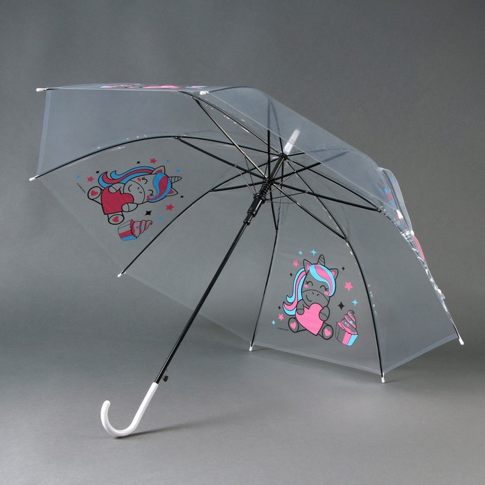 Зонт детский «Единорожка» полуавтомат прозрачный, d=90см - фото 3 - id-p219606895