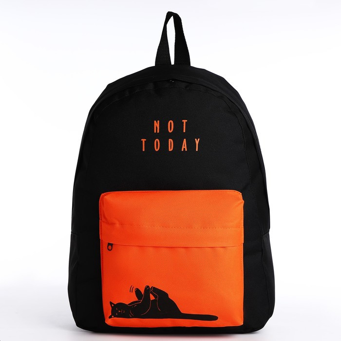 Рюкзак молодёжный, отдел на молнии, наружный карман, цвет чёрный/оранжевый - фото 2 - id-p219606971