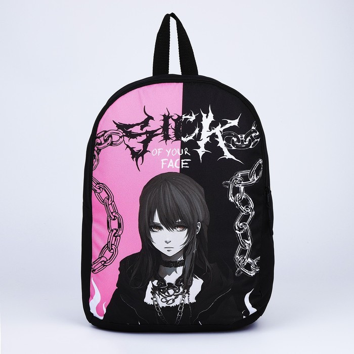 Рюкзак текстильный Аниме, 38х14х27 см, цвет чёрный, розовый - фото 2 - id-p219607109