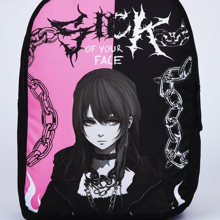 Рюкзак текстильный Аниме, 38х14х27 см, цвет чёрный, розовый - фото 4 - id-p219607109