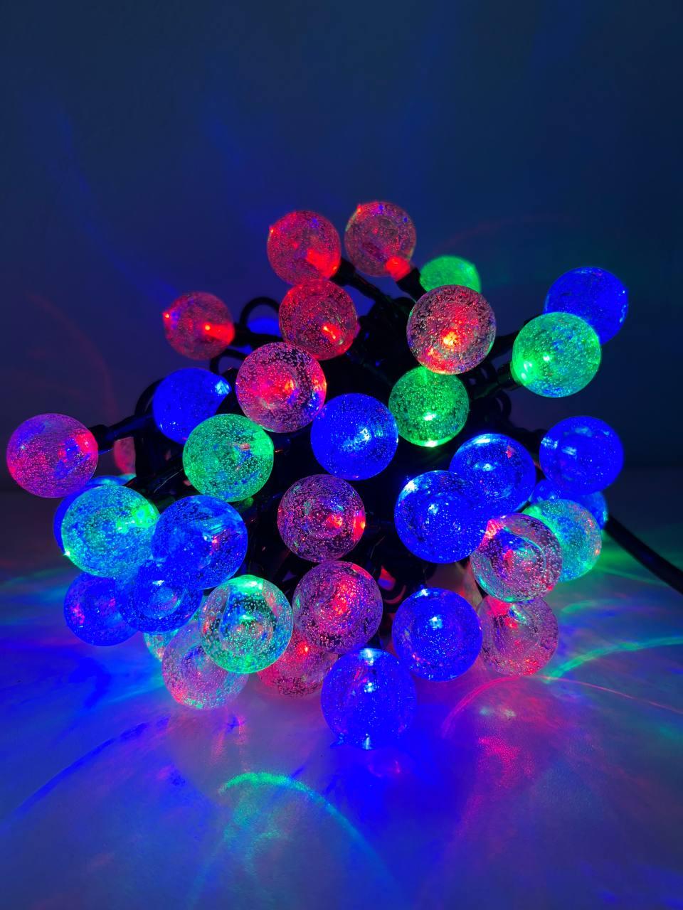 Новогодняя гирлянда- шарики уличная цветная, 10 м+ подарок - фото 1 - id-p219607157