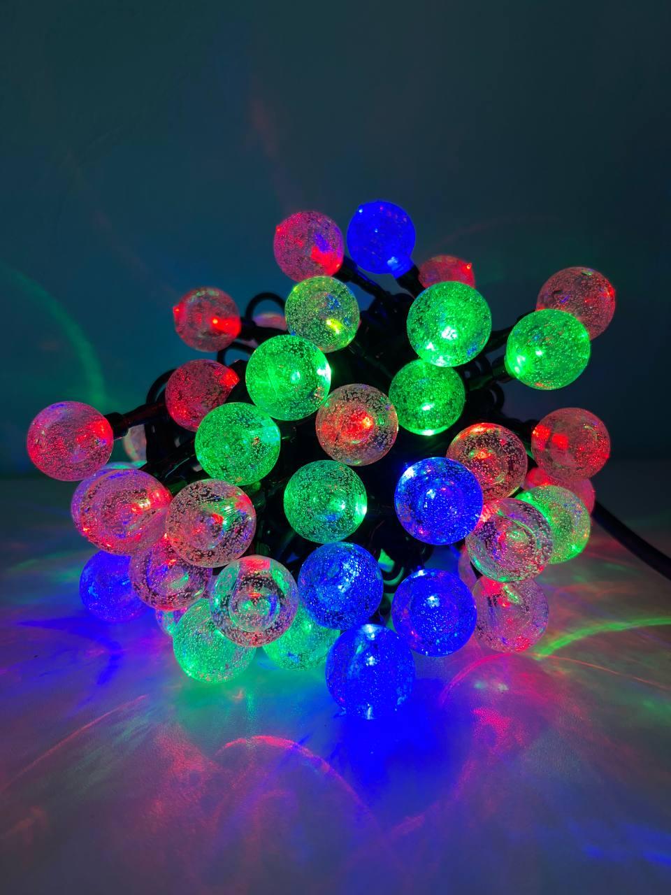 Новогодняя гирлянда- шарики уличная цветная, 10 м+ подарок - фото 5 - id-p219607157