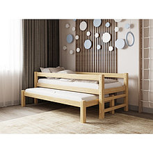 Кровать «Виго» с выдвижным спальным местом 2 в 1, 70 × 190 см, массив сосны, без покрытия