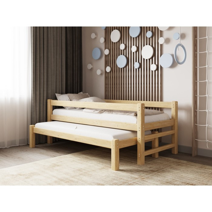 Кровать «Виго» с выдвижным спальным местом 2 в 1, 70 × 190 см, массив сосны, без покрытия - фото 1 - id-p219607253