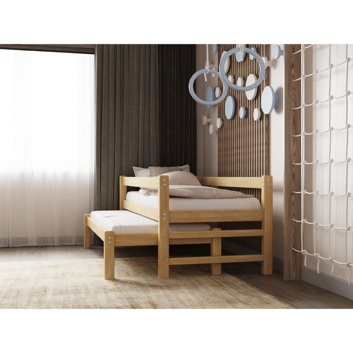 Кровать «Виго» с выдвижным спальным местом 2 в 1, 70 × 200 см, массив сосны, без покрытия - фото 3 - id-p219607254