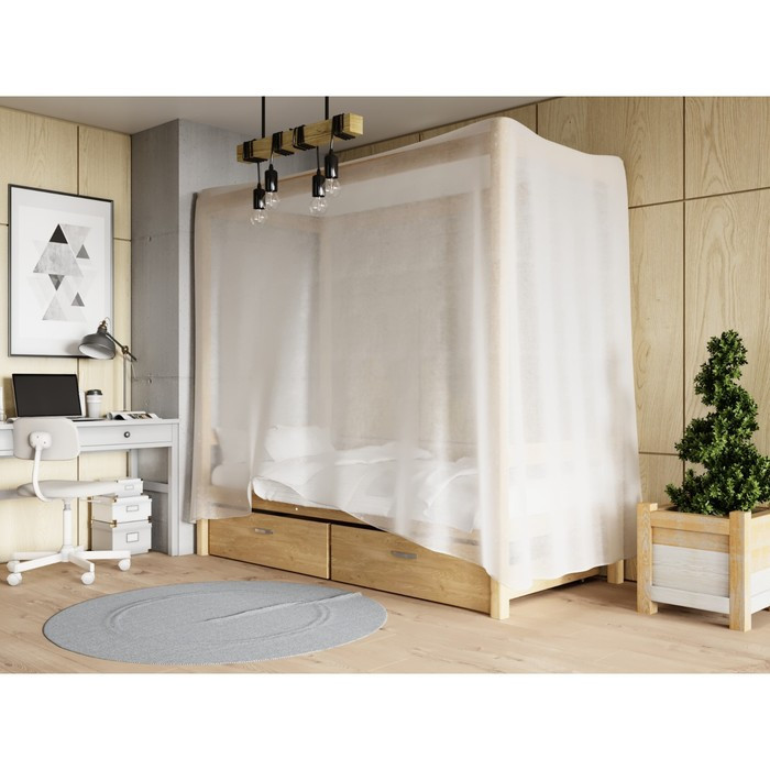 Односпальная кровать «Лео» с каркасом под балдахин, 90×190 см, массив сосны, без покрытия - фото 3 - id-p219607802
