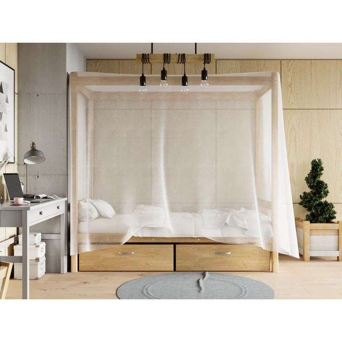 Односпальная кровать «Лео» с каркасом под балдахин, 90×190 см, массив сосны, без покрытия - фото 4 - id-p219607802