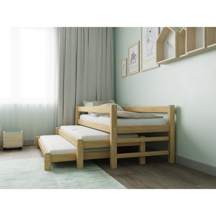 Кровать «Виго» с выдвижным спальным местом 3 в 1, 80 × 190 см, массив сосны, без покрытия - фото 3 - id-p219607262