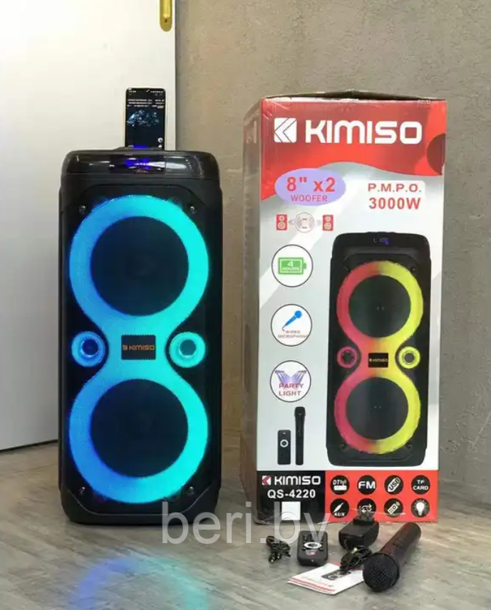 QS-4220 Беспроводная Bluetooth колонка KIMISO, колонка с микрофоном, портативная колонка, акустическая - фото 4 - id-p219607961