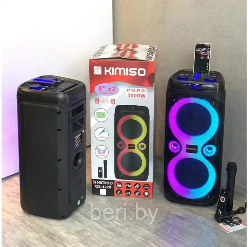 QS-4220 Беспроводная Bluetooth колонка KIMISO, колонка с микрофоном, портативная колонка, акустическая - фото 5 - id-p219607961