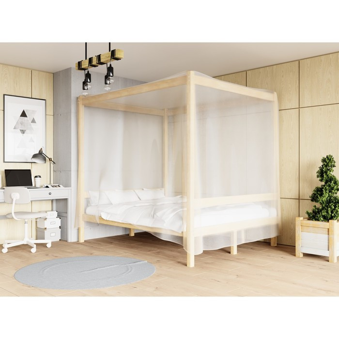 Двуспальная кровать «Лео» с каркасом под балдахин, 120×190 см, массив сосны, без покрытия - фото 3 - id-p219607819