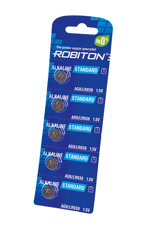 Батарейка (элемент питания) Robiton Standard R-AG9-0-BL5 AG9 (0% Hg) BL5, 1 штука - фото 1 - id-p113363967