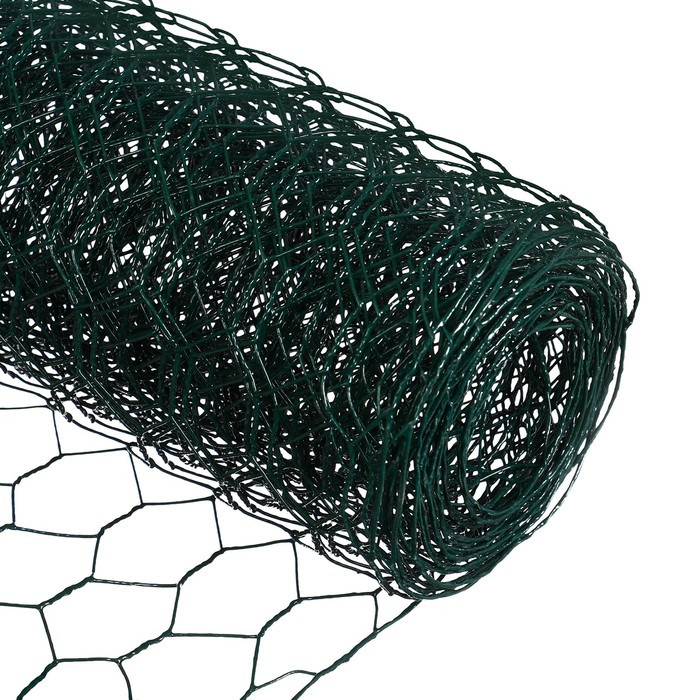 Сетка плетенная с ПВХ покрытием 0,5 х 5 м, ячейка 25 х 25 мм, d=0,9 мм, металл Greengo - фото 1 - id-p219608495