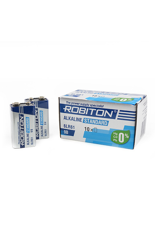 Батарейка (элемент питания) Robiton Standard 6LR61 9V BULK10, 1 штука - фото 1 - id-p196810540