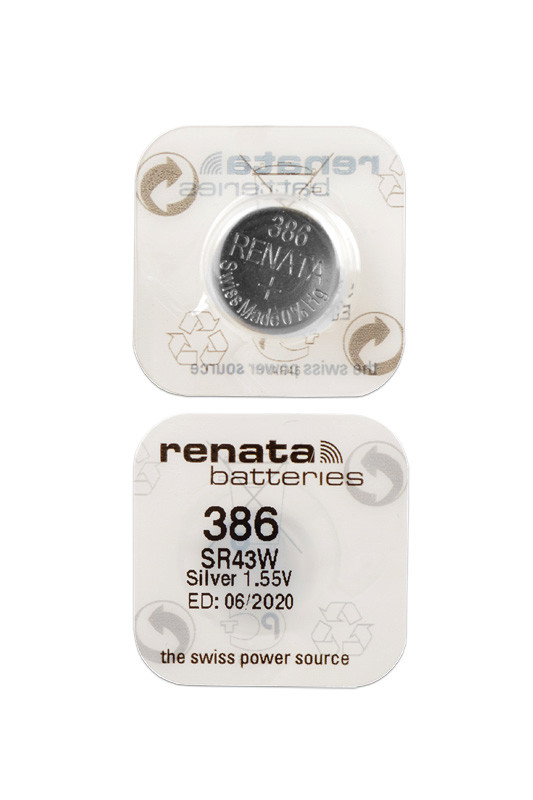 Батарейка (элемент питания) Renata SR43W 386 (0%Hg), 1 штука - фото 1 - id-p94981929
