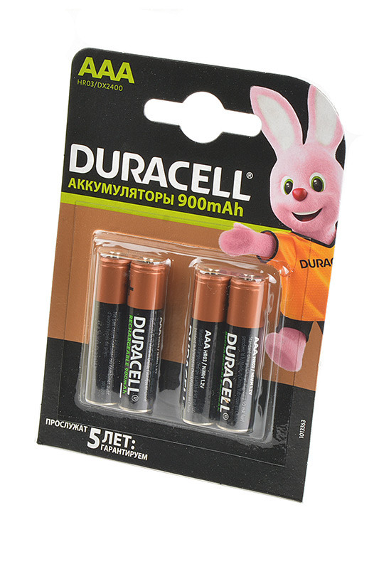 Аккумулятор (батарея) Duracell HR03 AAA 900мАч BL4, 1 штука - фото 1 - id-p95173654