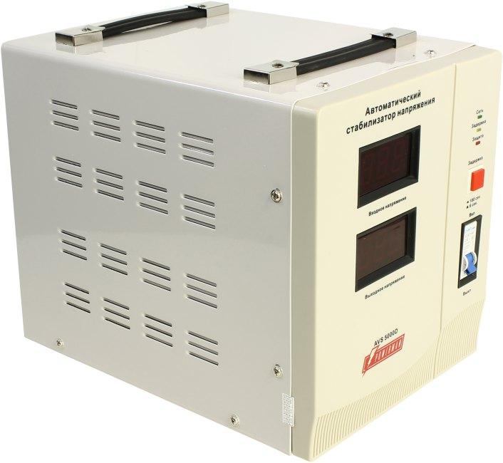 Стабилизатор POWERMAN AVS 5000D, ступенчатый регулятор, цифровые индикаторы уровней напряжения, 5000ВА, - фото 1 - id-p212703847