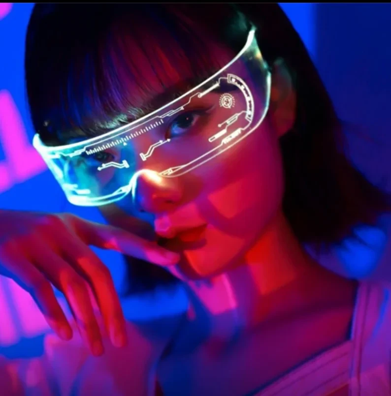 Очки светящиеся светодиодные для Тик тока (TikTok), неоновые в стиле Киберпанк (Cyberpunk) - фото 2 - id-p219614948