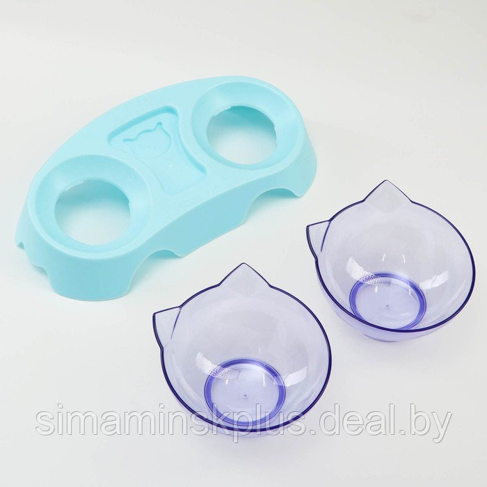 Миски пластиковые на голубой подставке 30 х 15,5 х 12 см прозрачные - фото 3 - id-p219616206