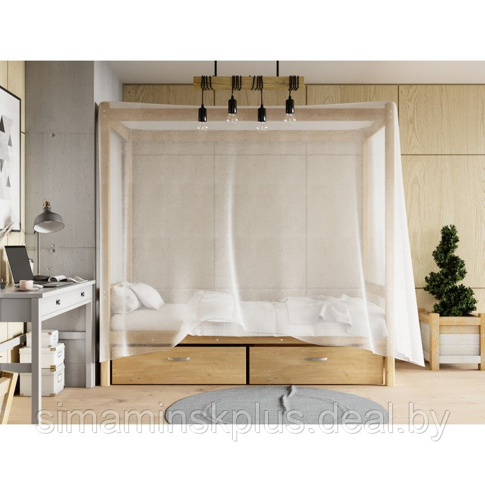 Односпальная кровать «Лео» с каркасом под балдахин, 90×190 см, массив сосны, без покрытия - фото 4 - id-p219617683